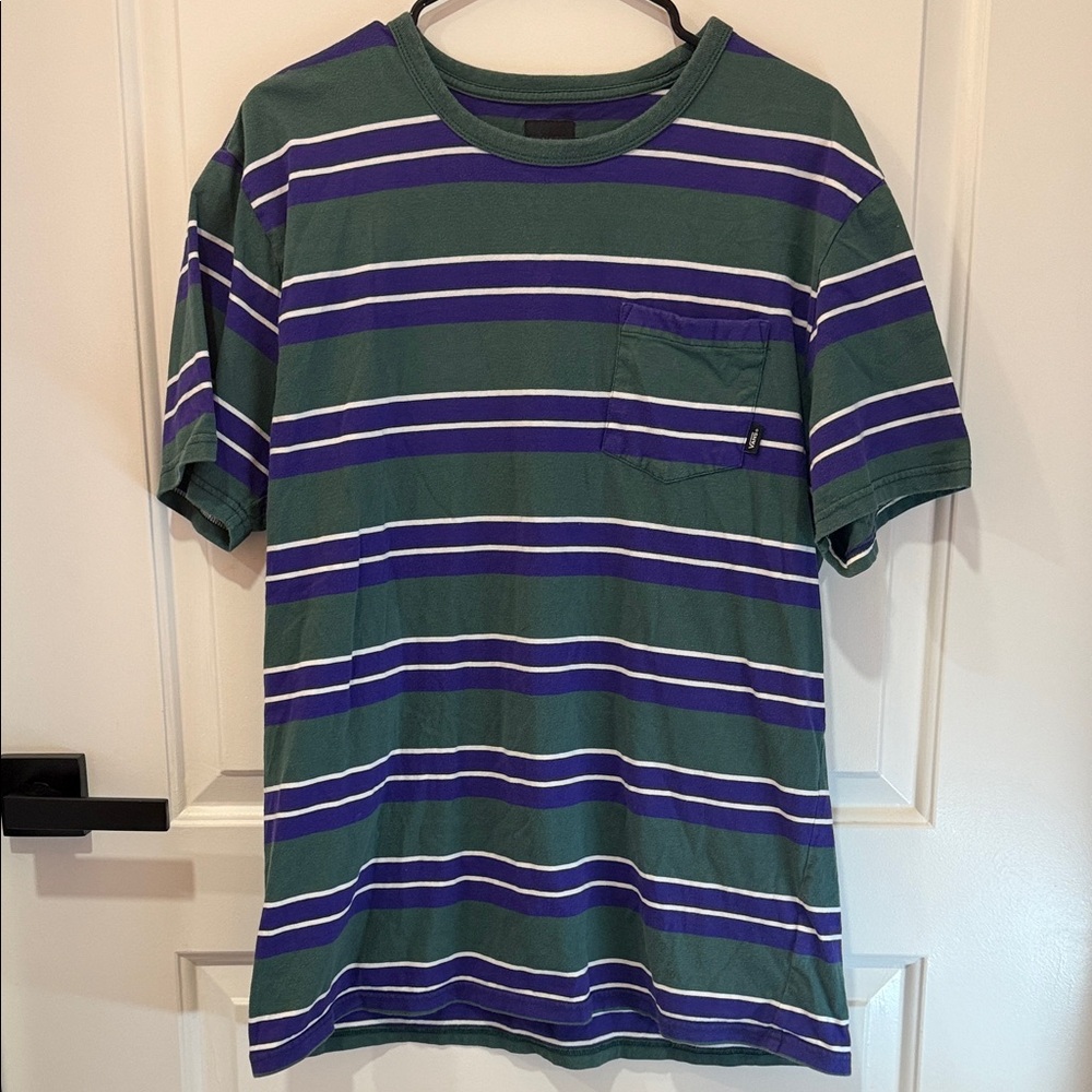 Vans Green and Purple Striped Tee